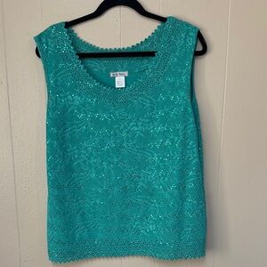 Elegant Green Belle Amie Sparkly Sleeveless Top